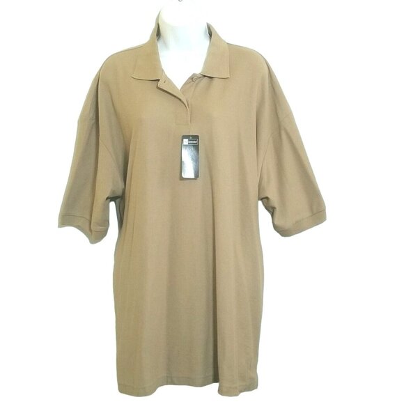 Blue Generation Ladies Polo Shirt Womens 3XL Tan Short Sleeve Uniform NEW Collar - Picture 1 of 11